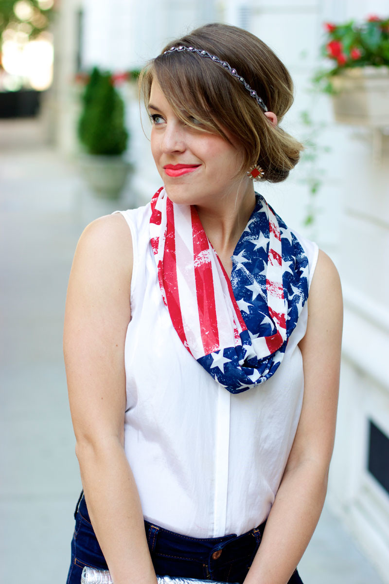 4th of july outfit, american flag scarf