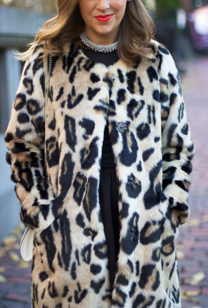 faux fur animal print coat