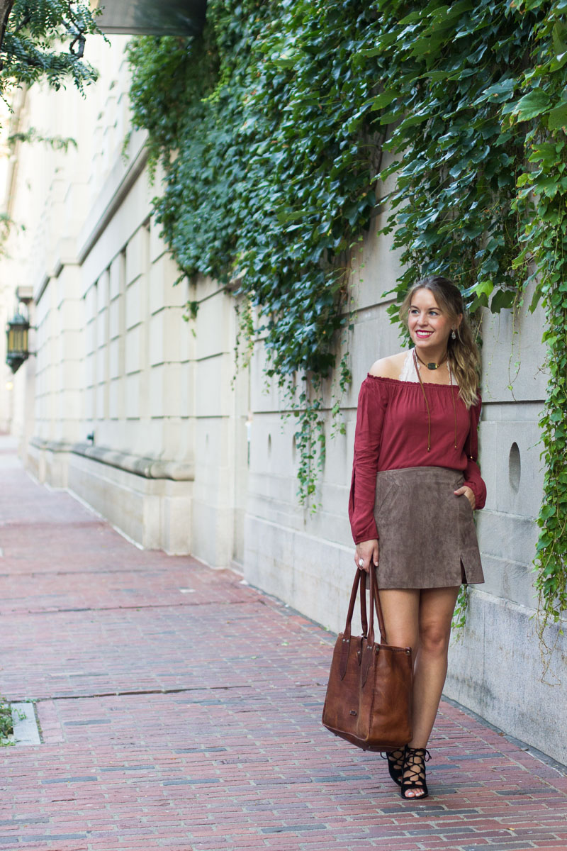 off the shoulder fall outfit